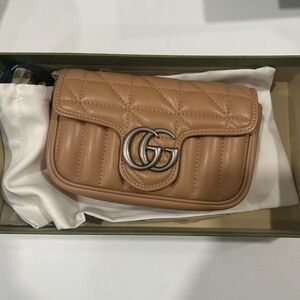 Gucci Brown Quilted Crossbody Bag with the dust bag and box